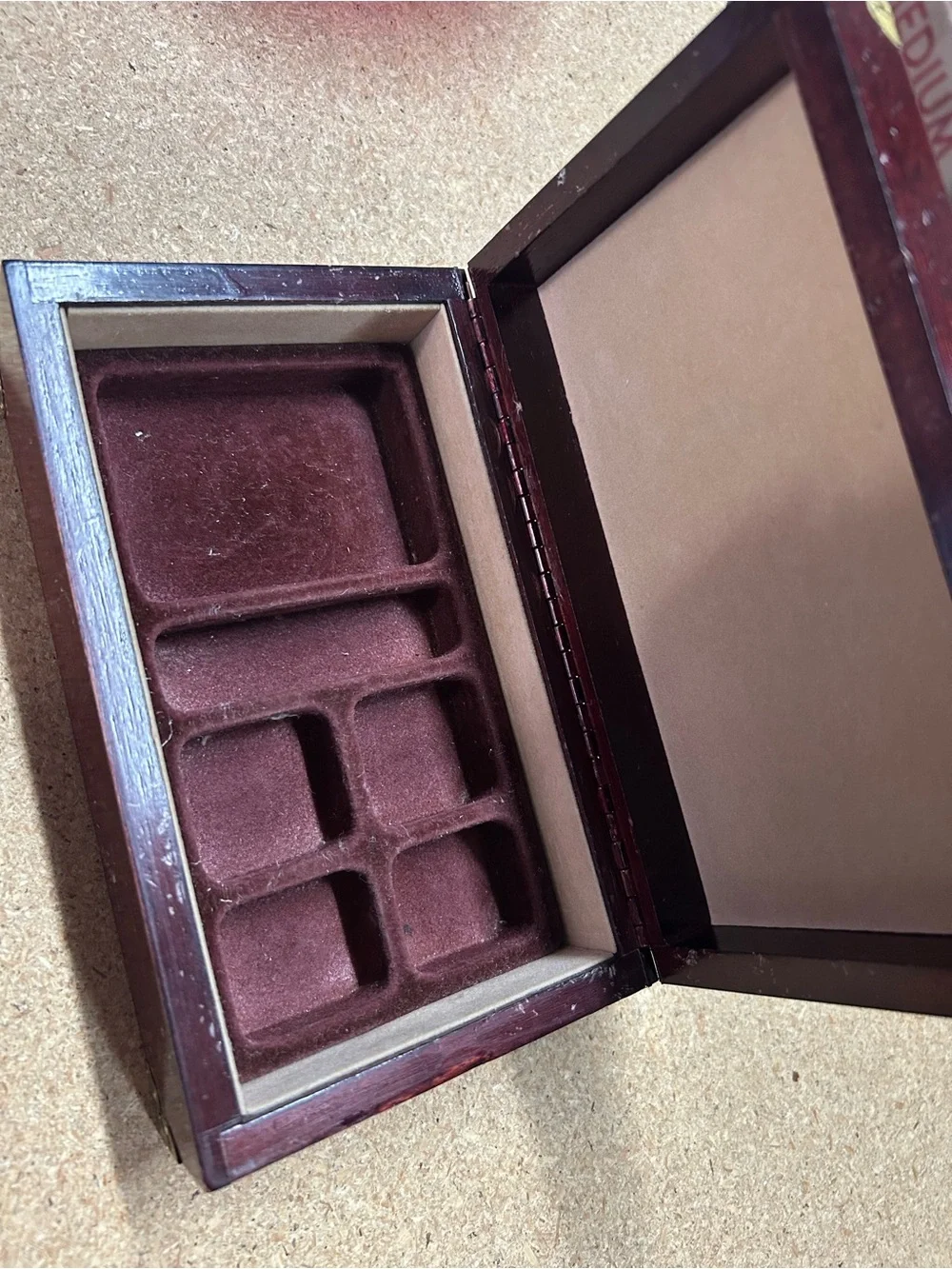 Antique-Style Wooden Jewelry Box with Brass Corner Accents - Dark Mahogany